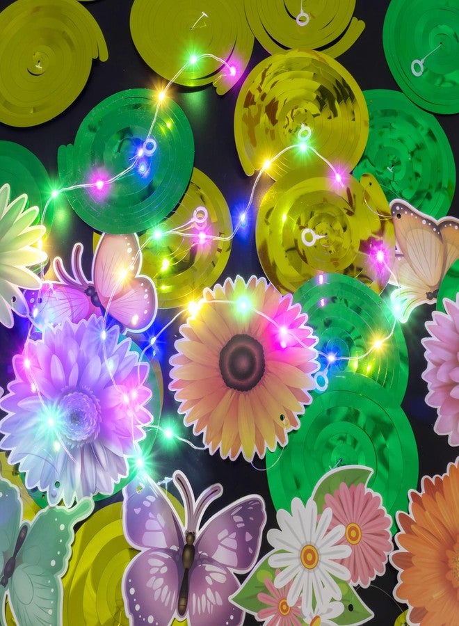 VABAMNA 33pcs Spring Hanging Decorations for Home - Flower Butterfly Hanging Swirls with Led Lights for Spring Summer Easter Flower Butterfly Themed Birthday Party Decorations - Image 5