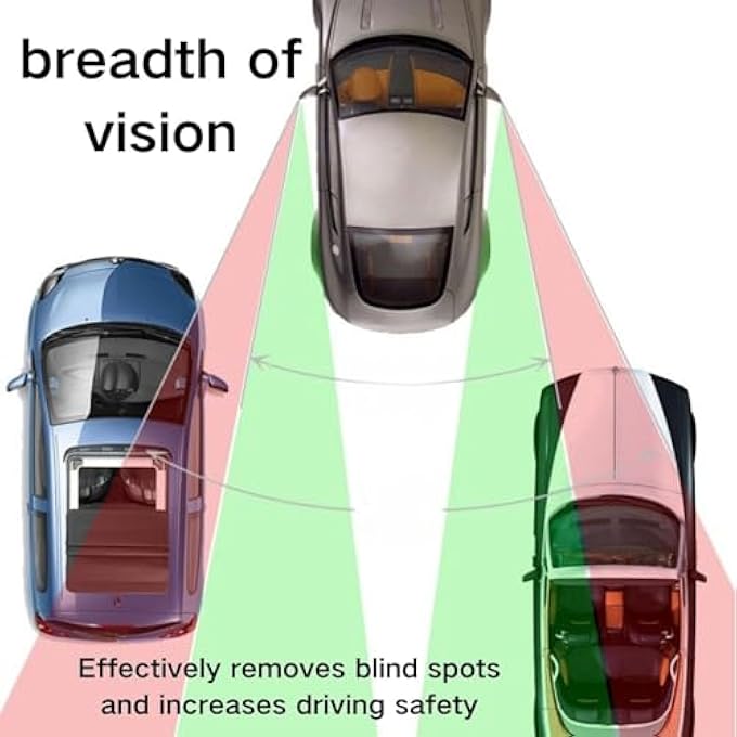 ريحني مرآة خلفية للسيارة من النقطة العمياء، زجاج عالي التردد، عدسة محدبة بدون إطار قابلة للتعديل، مرآة خارجية واسعة الزاوية لجميع سيارات يونيفرسال تصميم سيارة StickOn - Image 3