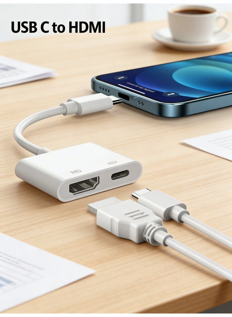 محول رقمي متعدد المنافذ من USB-C إلى HDMI، معتمد MFi - يدعم 4K بتردد 60 هرتز ومزامنة الصوت، متوافق مع آيفون 16/15 وماك بوك وآيباد برو - Image 1