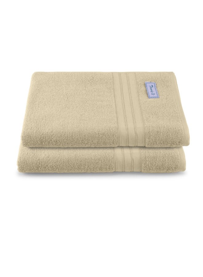 BYFT Home Trendy (Cream) Premium Cotton Bath Sheet (90 X 180 Cm-Set Of 2) Highly Absorbent, High Quality Bath Linen With Striped Dobby 550 Gsm - Image 2