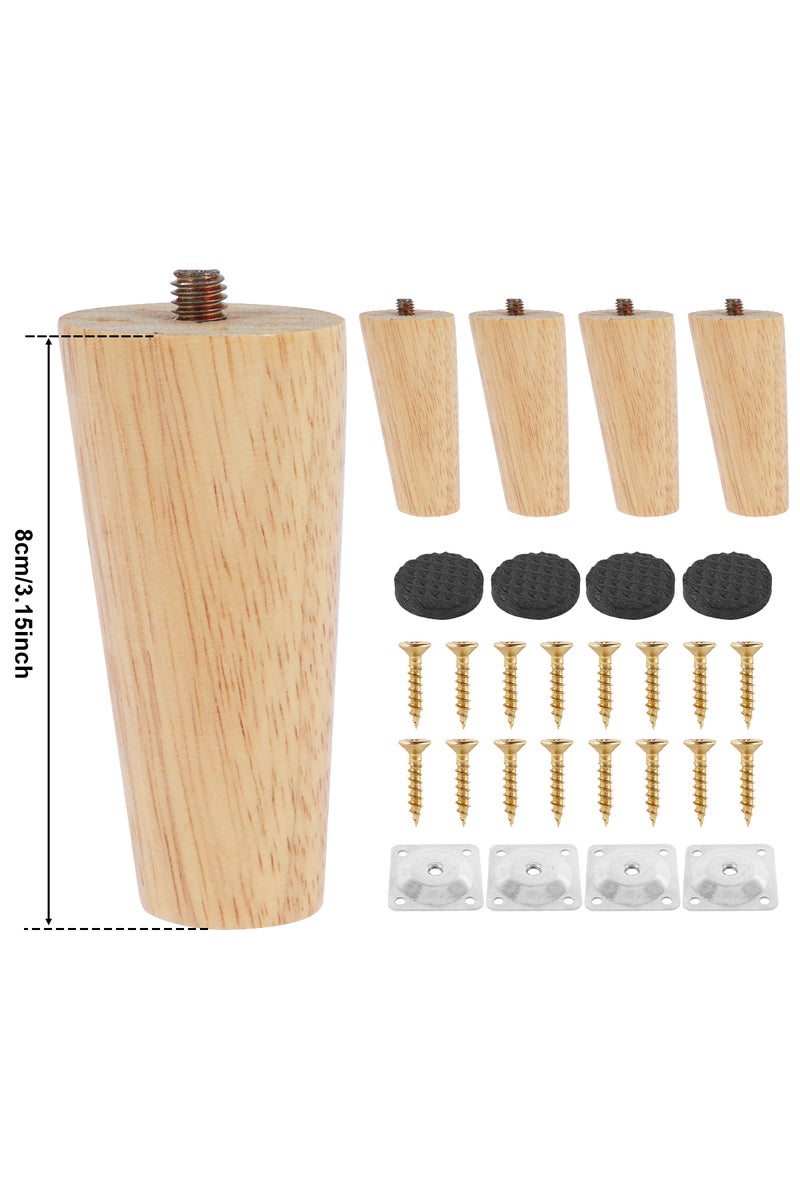 Oblique 8cm 4 Pcs Furniture Legs Wooden Solid Furniture Feet Oblique/Straight Table Feet Non-slip Ch
