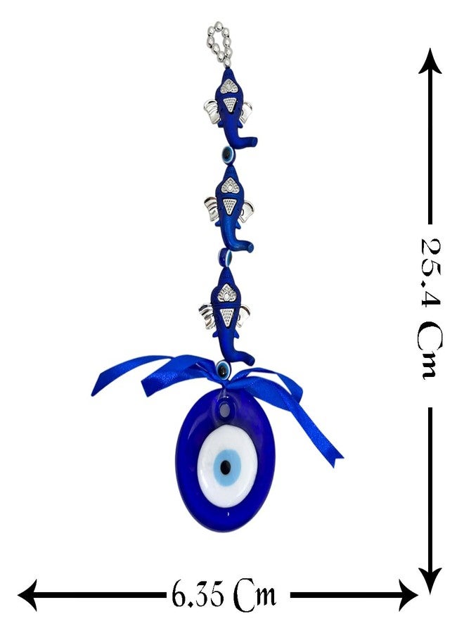 DT DECTONE Blue Evil Eye Hanging Three Ganesha Turkish Hanging for Home Protection, Good Luck Charm Feng Shui Items Decorative Ornament - Image 3