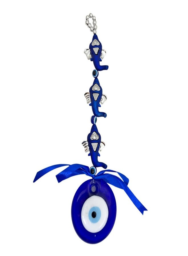 DT DECTONE Blue Evil Eye Hanging Three Ganesha Turkish Hanging for Home Protection, Good Luck Charm Feng Shui Items Decorative Ornament - Image 2