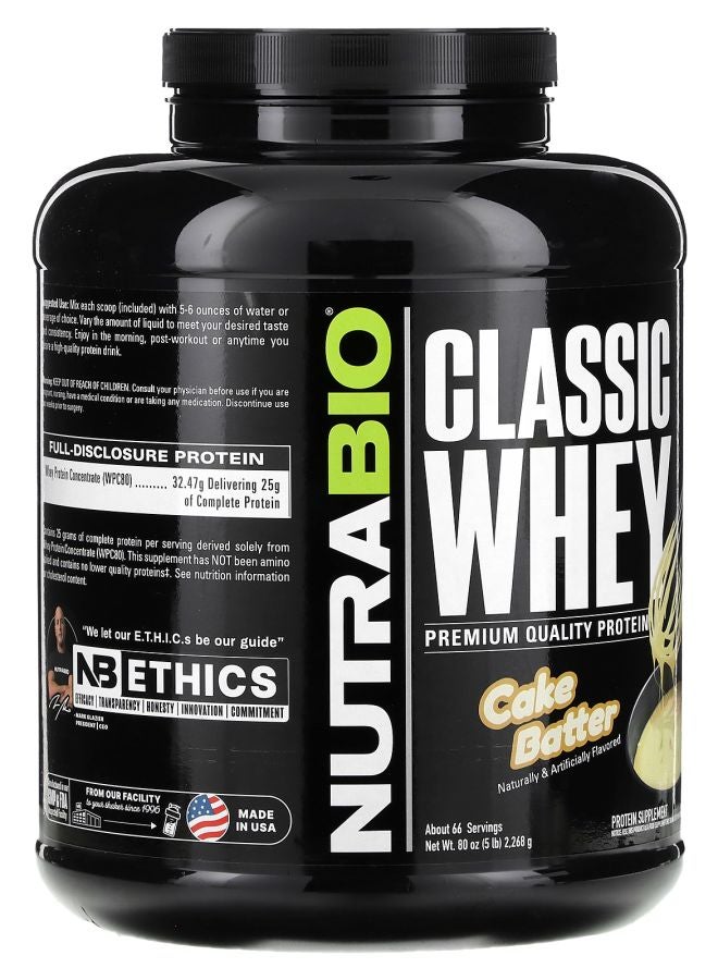 NutraBio Classic Whey Protein Cake Batter 5 lbs (2268 g) - Image 2