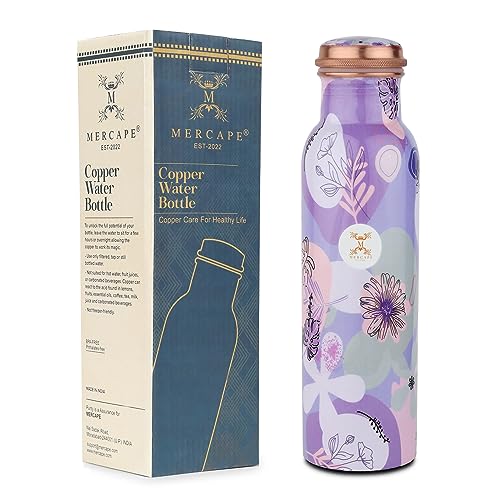 MERCAPE® - 100% Pure Copper Bottle Copper Bottles with Leak Proof Lid for Home, Kitchen | BPA Free & Non Toxic Travel Treking Bottle Meena Work Printed Ayurvedic Bottle for Health Benefits- 950 ml - Image 1
