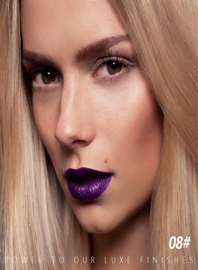 HHLTOH Medium Orchid Purple Matte Metallic Shiny Lipsticks for Women - Crayon Lips & Face Paint Stick, Purple Lip Stain Long Lasting Waterproof, Easy to Apply, Full-Coverage Gloss, Halloween Party Makeup - Image 2