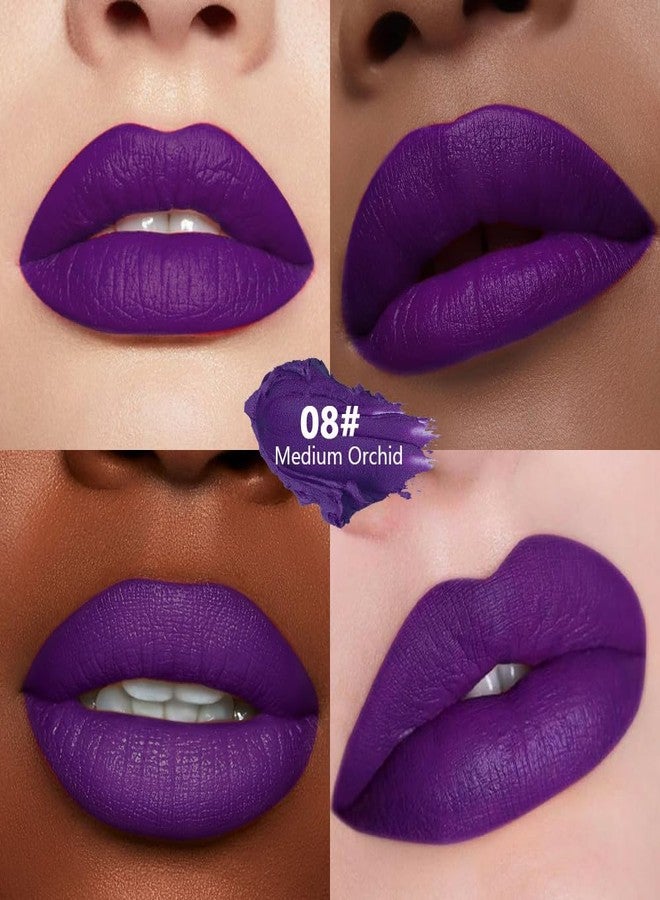 HHLTOH Medium Orchid Purple Matte Metallic Shiny Lipsticks for Women - Crayon Lips & Face Paint Stick, Purple Lip Stain Long Lasting Waterproof, Easy to Apply, Full-Coverage Gloss, Halloween Party Makeup - Image 3