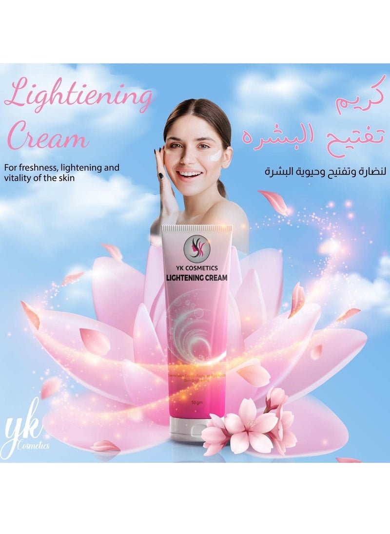 YK Skin whitening cream works to lighten dark places and sensitive areas. Unitone skin and remove dark spots. It stimulates collagen of the skin. - 50 gm