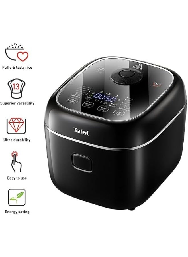 تيفال Tefal Delirice Max RK7778 - Rice Cooker, 1.8L, Fuzzy Logic, 10 cups, 13 programmes, 24-hour keep warm, 4mm spherical pot with ceramic coating 1.8 L 815 W RK7778 black - Image 3