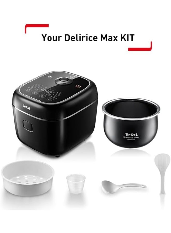 تيفال Tefal Delirice Max RK7778 - Rice Cooker, 1.8L, Fuzzy Logic, 10 cups, 13 programmes, 24-hour keep warm, 4mm spherical pot with ceramic coating 1.8 L 815 W RK7778 black - Image 1
