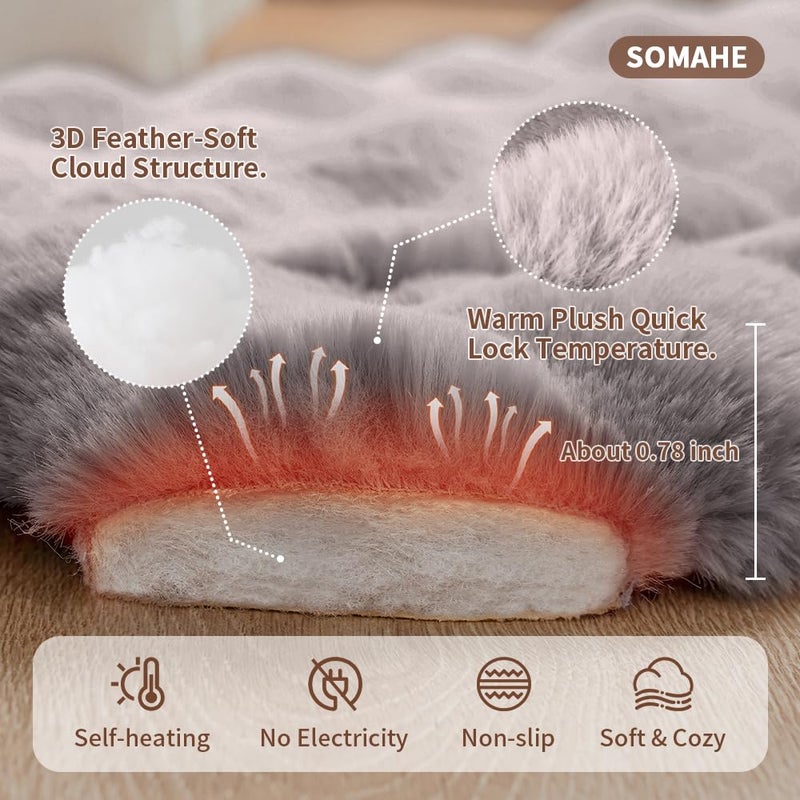 SOMAHE Self-Warming Cat Sleeping Bag, Enclosed Hooded Snuggle Sack with Dual-Side Plush Cat Cave Bed, Portable Foldable Pet Sleeping Pod for Indoor & Travel, Anti-Static, 21.7"x17.7"Grey - Image 5