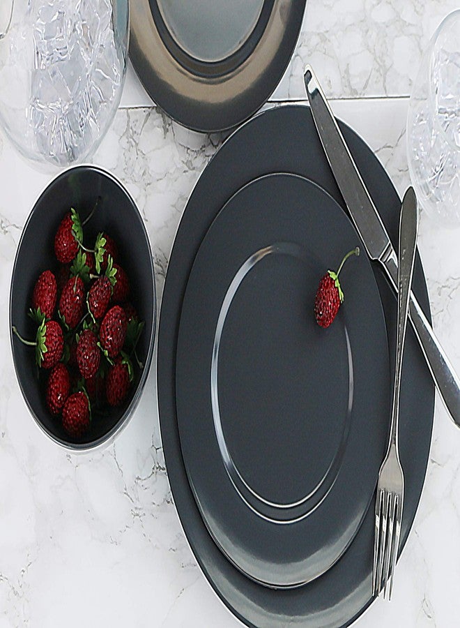 ريستون لويد طقم أطباق عشاء من الميلامين من ريستون لويد كاليپسو بيسكس، 6 قطع، مقاس 10 بوصات، خالٍ من مادة BPA، غير سام، مقاوم للكسر، آمن للغسل في غسالة الأطباق، للاستخدام الداخلي والخارجي، رمادي - Image 4