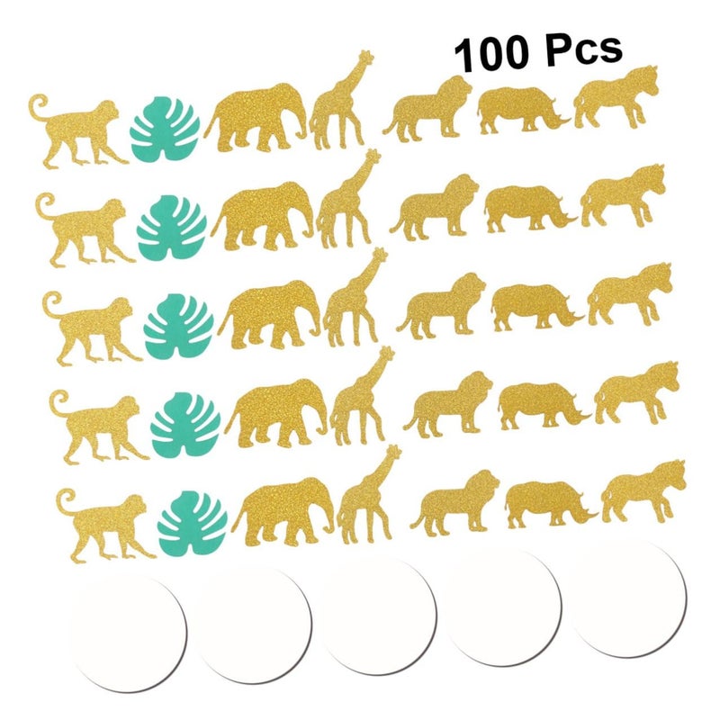 Monstera and Animal Paper Confetti 100 Pieces for Luau Birthday Wedding Decorations - Image 5