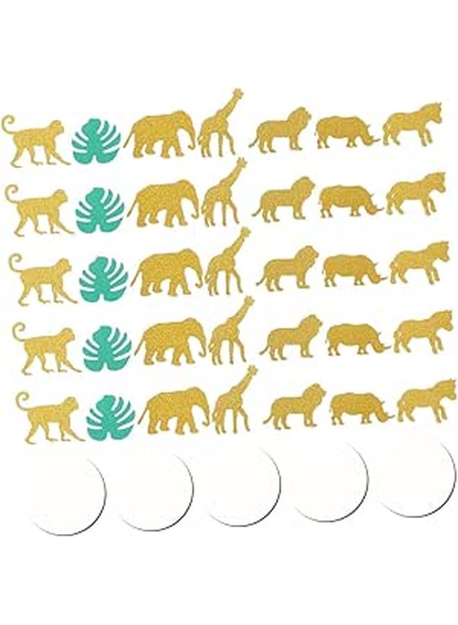 Monstera and Animal Paper Confetti 100 Pieces for Luau Birthday Wedding Decorations - Image 1