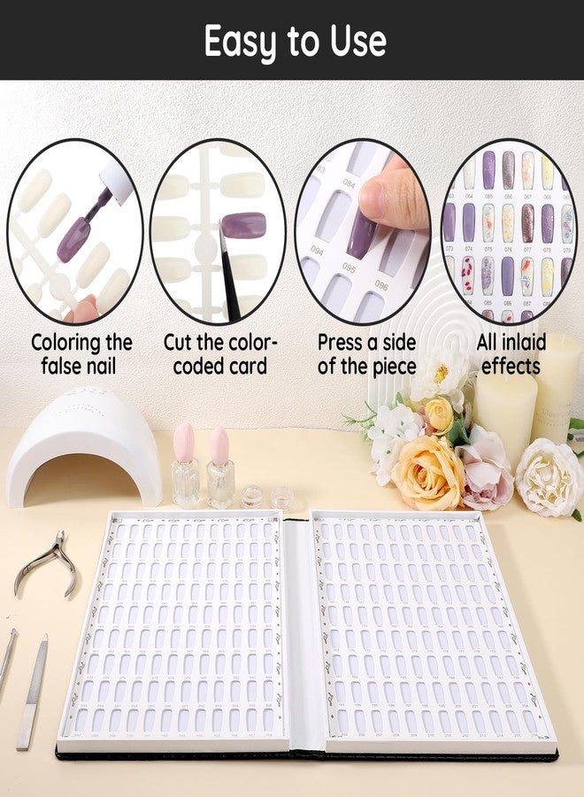 Segbeauty 2 Pack of 216 Colors Nail Gel Display Chart, Nail Polish Sample Showing Board with 480 False Tips, Leather Fingernail Color Display Book Nails Polish Organizer Nails Practicing Design Chart - Image 3
