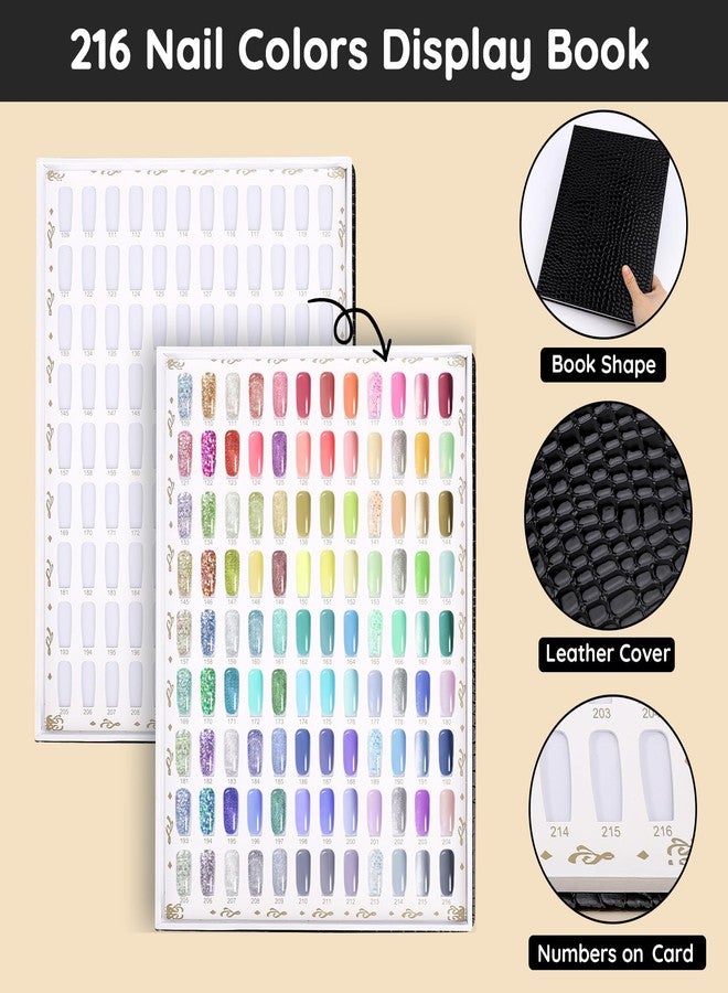Segbeauty 2 Pack of 216 Colors Nail Gel Display Chart, Nail Polish Sample Showing Board with 480 False Tips, Leather Fingernail Color Display Book Nails Polish Organizer Nails Practicing Design Chart - Image 4
