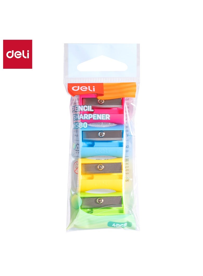 Deli EH580 4-Color Compact Pencil Sharpener Set â€“ ideal for school and travel use - Image 1