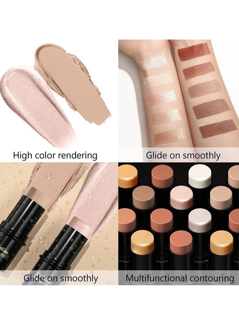HelloKiss Shimmer Shadow Stick Shimmer Cream Powder Waterproof and Long lasting Face Cosmetics Non greasy Face Brightens and Shades Cream Contour Stick Moisturize Highlighter and Bronzer Pen 06 - Image 3