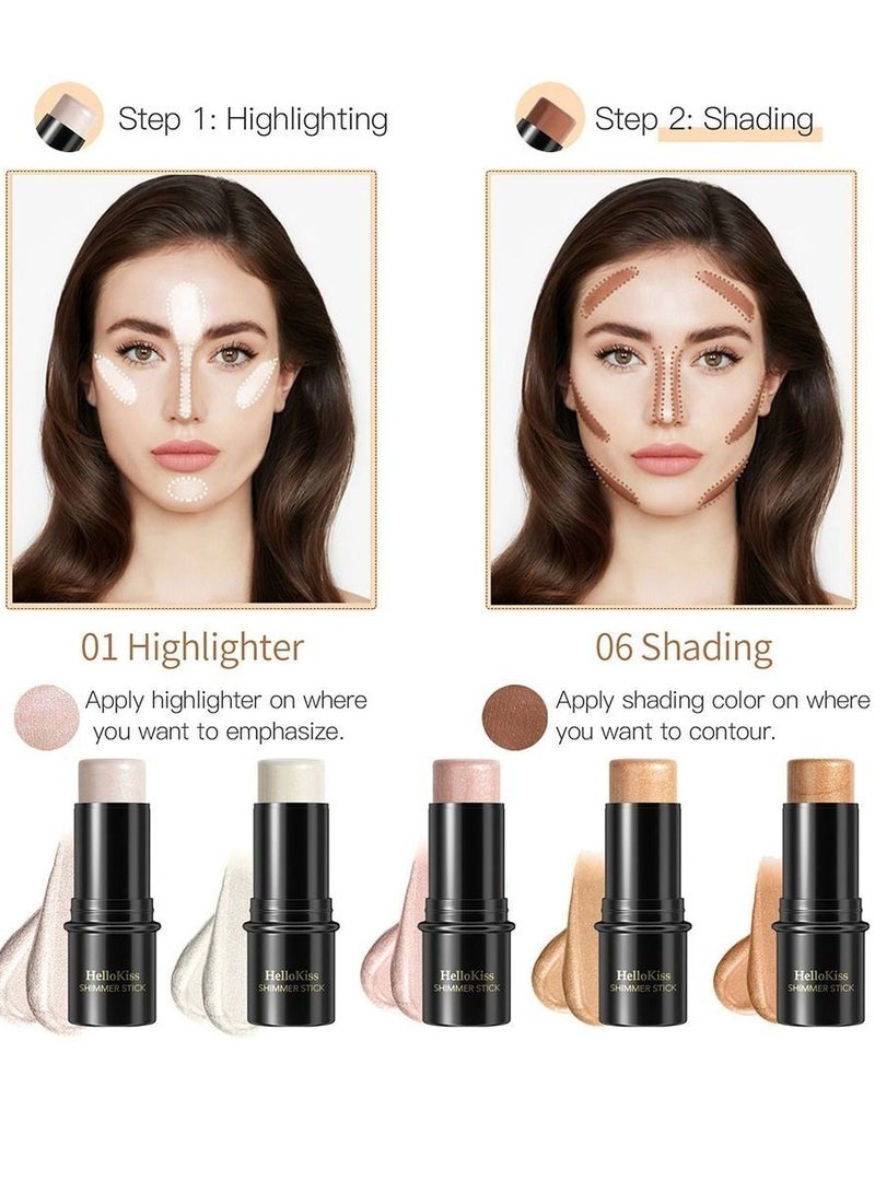 HelloKiss Shimmer Shadow Stick Shimmer Cream Powder Waterproof and Long lasting Face Cosmetics Non greasy Face Brightens and Shades Cream Contour Stick Moisturize Highlighter and Bronzer Pen 06 - Image 4