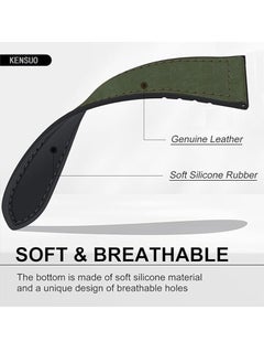 KENSUO 22mm Leather Watch Strap Compatible with Huawei GT5 46mm GT4 46mm/GT3 46mm/GT3 Pro/Watch 3/GT2e/GT2 pro/GT5 pro/GT2 42mm 46mm Replacement Strap Green  - Image 3