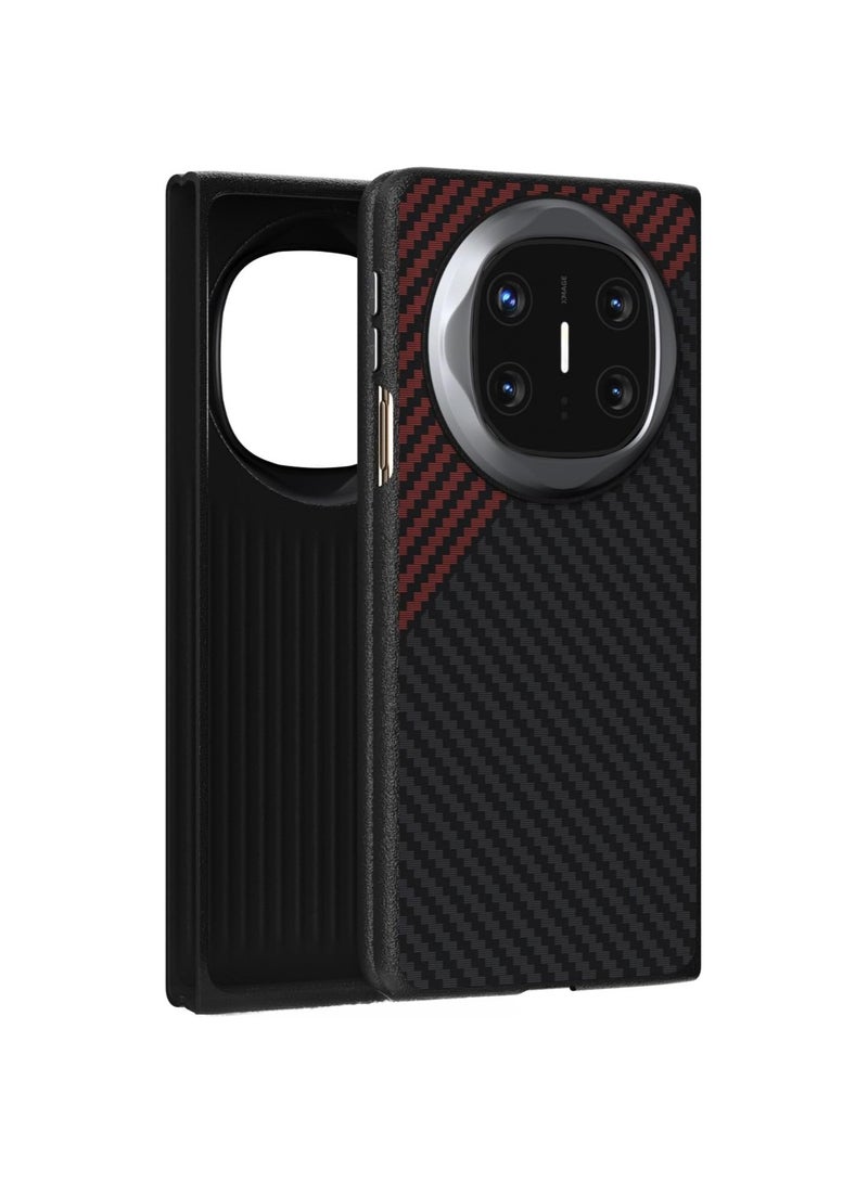 general Case Compatible Huawei Mate X6, Built-in Invisible Magnetic, 6D Micro Embossed Carbon Giber Textured Case for Huawei MateX6 5G