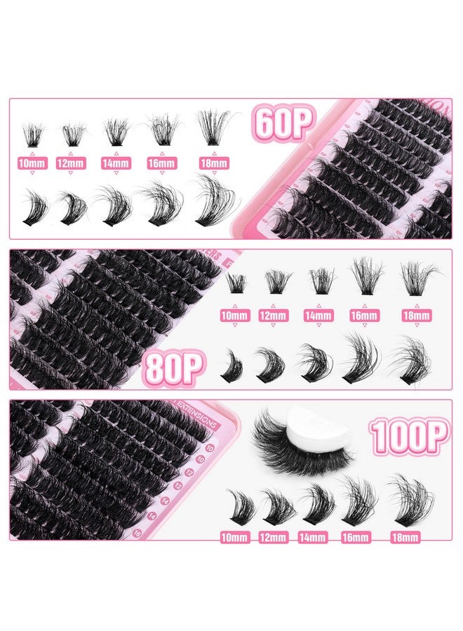 alphonse Fluffy Lash Clusters Thick Volume Lash Extension 10-18mm Cluster Eyelash Extensions DIY Individual Lashes Wispy at Home Pestañas Pelo a Pelo by ALPHONSE (60D+80D+100D, 300pcs) - Image 3