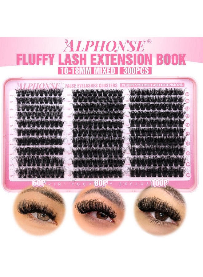 alphonse Fluffy Lash Clusters Thick Volume Lash Extension 10-18mm Cluster Eyelash Extensions DIY Individual Lashes Wispy at Home Pestañas Pelo a Pelo by ALPHONSE (60D+80D+100D, 300pcs) - Image 2