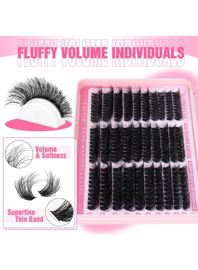 alphonse Fluffy Lash Clusters Thick Volume Lash Extension 10-18mm Cluster Eyelash Extensions DIY Individual Lashes Wispy at Home Pestañas Pelo a Pelo by ALPHONSE (60D+80D+100D, 300pcs) - Image 4