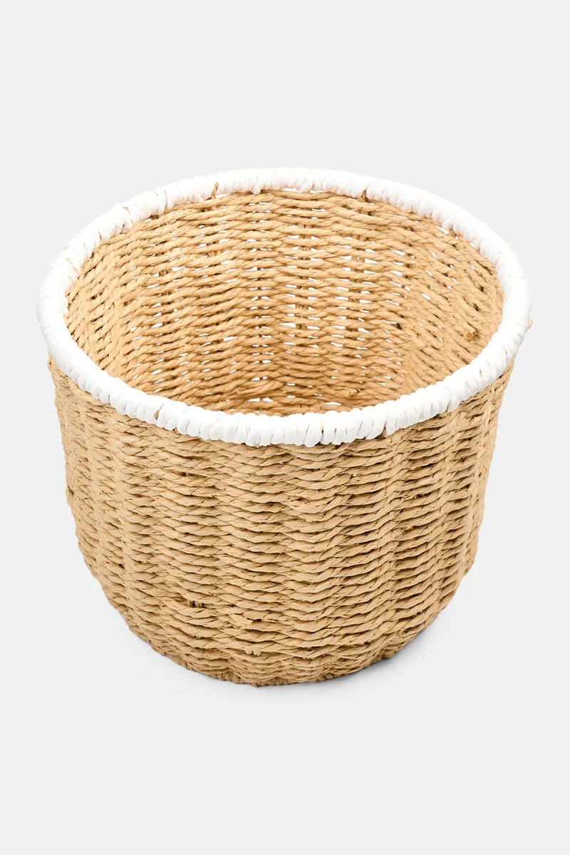 Muy Mucho Natural Round Basket, Beige