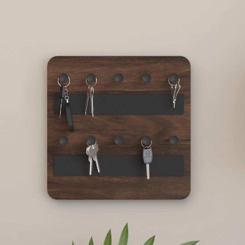 BLUEWUD Stuart Engineered Wood Wall Mounted Decor Key Holder Hanger with 10 Knobs for Bedroom Study Living Room Home Furniture (Brown Maple) - Image 2
