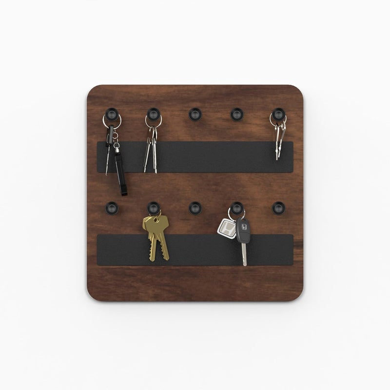 BLUEWUD Stuart Engineered Wood Wall Mounted Decor Key Holder Hanger with 10 Knobs for Bedroom Study Living Room Home Furniture (Brown Maple) - Image 3