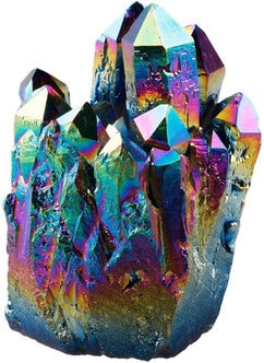 rockcloud Rockcloud Natural Titanium Coated Rainbow Crystal Quartz Cluster Geode Druzy Home Decoration Gemstone Specimen 