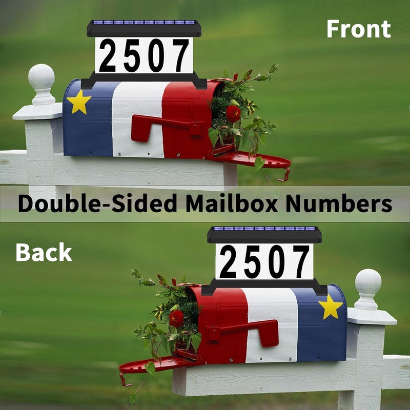 IVWVI Solar Mailbox Numbers, Double sided Solar House Numbers for Outside, Waterproof RGBW Color Changing Remote Control, Lighted Modern Address Sign Solar Powered for Mailbox(solar rgbw) - Image 3
