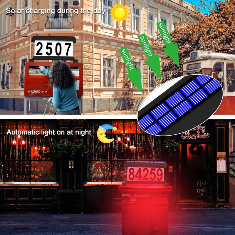 IVWVI Solar Mailbox Numbers, Double sided Solar House Numbers for Outside, Waterproof RGBW Color Changing Remote Control, Lighted Modern Address Sign Solar Powered for Mailbox(solar rgbw) - Image 4