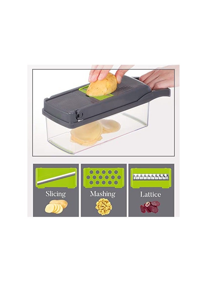 erorex Vegetable/Onion Chopper，Cambom Veggie Chopper with 8 Blades Multifunctional 13 in 1 Food Chopper Kitchen Gadgets Vegetable Slicer Dicer Cutter Carrot and Garlic Chopper With Container - Image 2