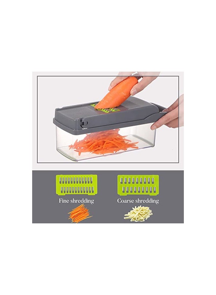 erorex Vegetable/Onion Chopper，Cambom Veggie Chopper with 8 Blades Multifunctional 13 in 1 Food Chopper Kitchen Gadgets Vegetable Slicer Dicer Cutter Carrot and Garlic Chopper With Container - Image 3