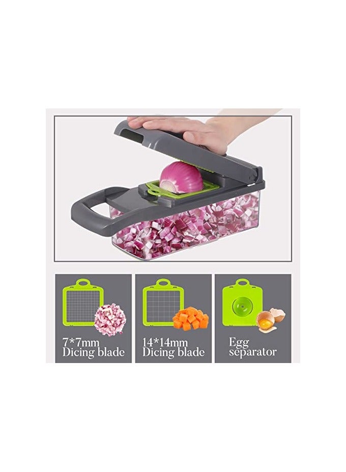 erorex Vegetable/Onion Chopper，Cambom Veggie Chopper with 8 Blades Multifunctional 13 in 1 Food Chopper Kitchen Gadgets Vegetable Slicer Dicer Cutter Carrot and Garlic Chopper With Container - Image 4