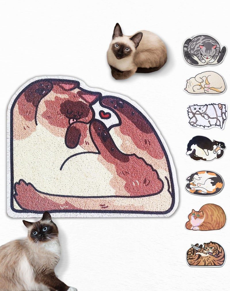 Lukamoo Cute Cat Litter Mat 30x20 LargeL for Kitty Litter Cute Cat Litter Box Litter Trapping Mat Pointed Cornered