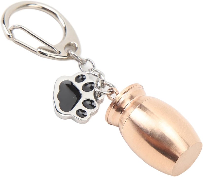 RiToEasysports Pet Urns Keychain, Stainless Steel Dog Ashes Memorial Keepsake with Print Design, for Storing Pet Ashes Hair Nails Travel Companion (Rose Gold) - Image 2