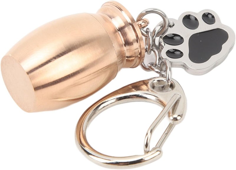RiToEasysports Pet Urns Keychain, Stainless Steel Dog Ashes Memorial Keepsake with Print Design, for Storing Pet Ashes Hair Nails Travel Companion (Rose Gold) - Image 3