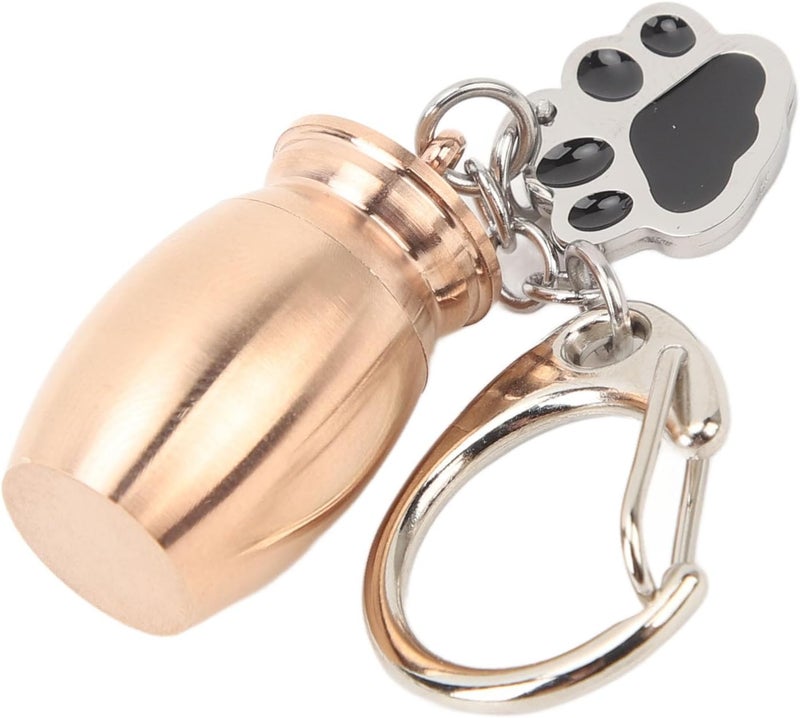 RiToEasysports Pet Urns Keychain, Stainless Steel Dog Ashes Memorial Keepsake with Print Design, for Storing Pet Ashes Hair Nails Travel Companion (Rose Gold) - Image 4