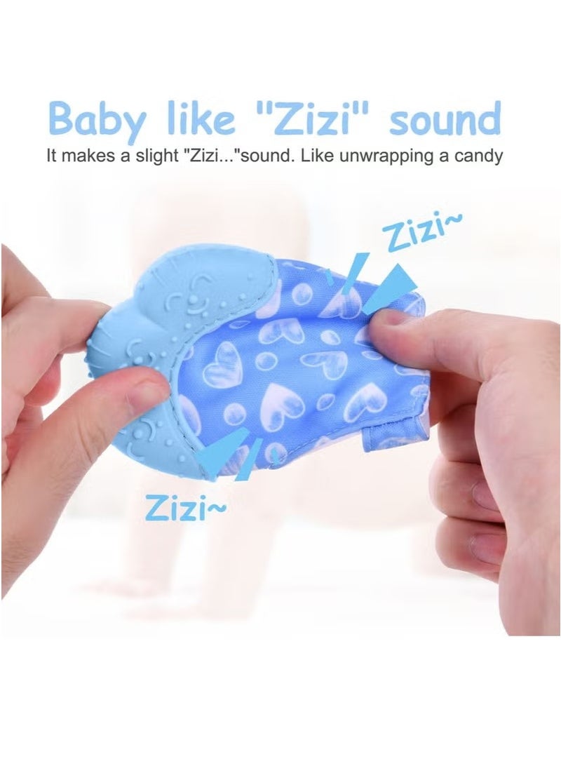 Gonice 2 Pack Teething Mittens for Baby, Teething Glove, Infant Soothing Pain Relief Mitt Baby Teether Mits for Baby(Blue)  - Image 5