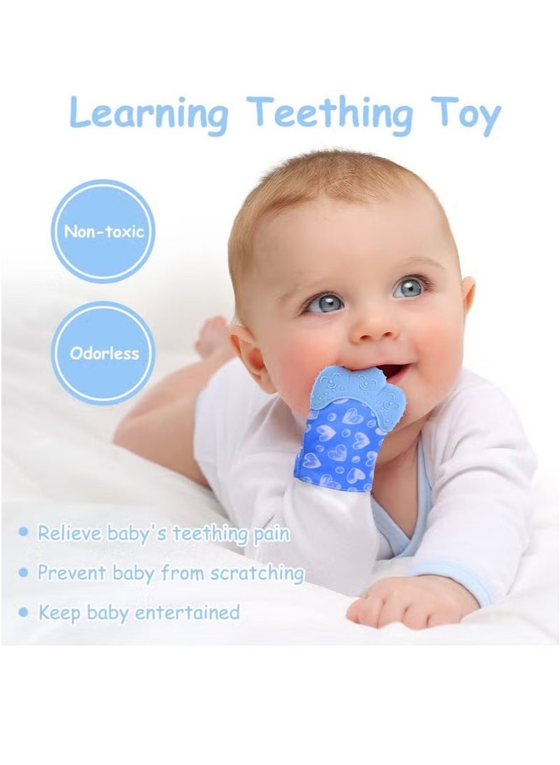 Gonice 2 Pack Teething Mittens for Baby, Teething Glove, Infant Soothing Pain Relief Mitt Baby Teether Mits for Baby(Blue)  - Image 4
