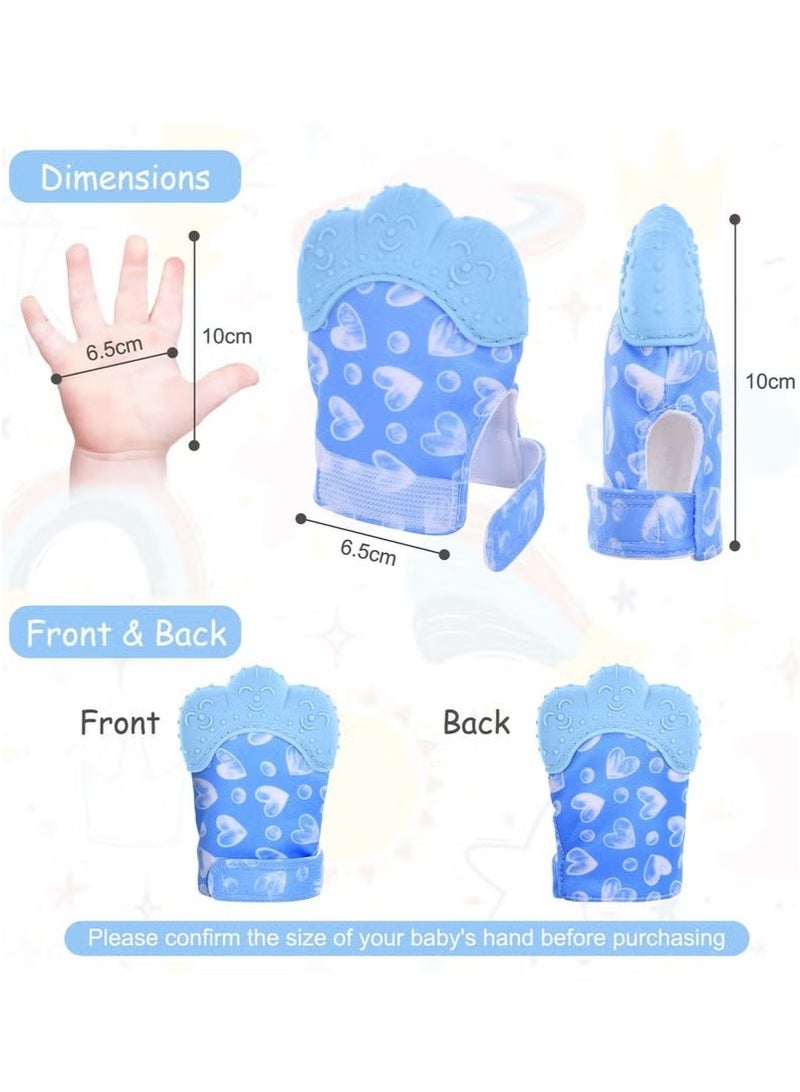 Gonice 2 Pack Teething Mittens for Baby, Teething Glove, Infant Soothing Pain Relief Mitt Baby Teether Mits for Baby(Blue)  - Image 3