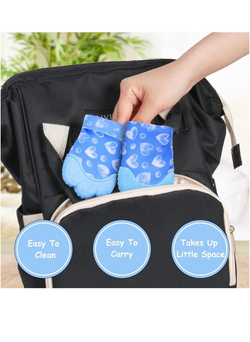 Gonice 2 Pack Teething Mittens for Baby, Teething Glove, Infant Soothing Pain Relief Mitt Baby Teether Mits for Baby(Blue)  - Image 2