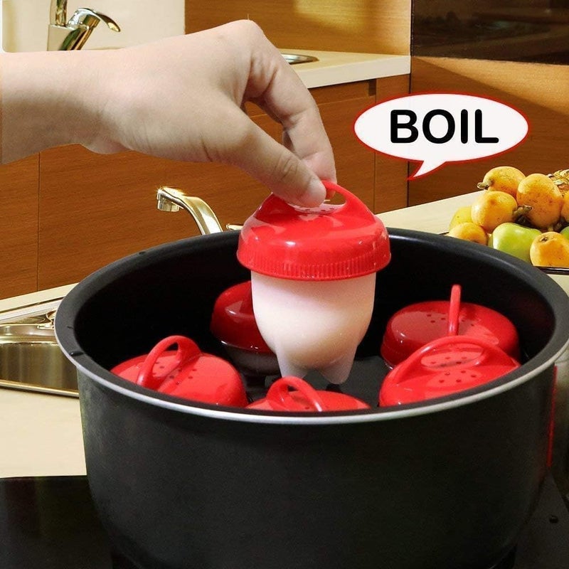 SOCATHEY SOCATHEY Silicone Egg Boiler NonStick Egg Poacher Cups ShellFree Hard and Soft Maker BPA Free Pack of 02  - Image 3