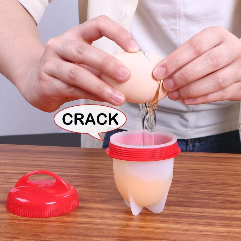 SOCATHEY SOCATHEY Silicone Egg Boiler NonStick Egg Poacher Cups ShellFree Hard and Soft Maker BPA Free Pack of 02  - Image 2