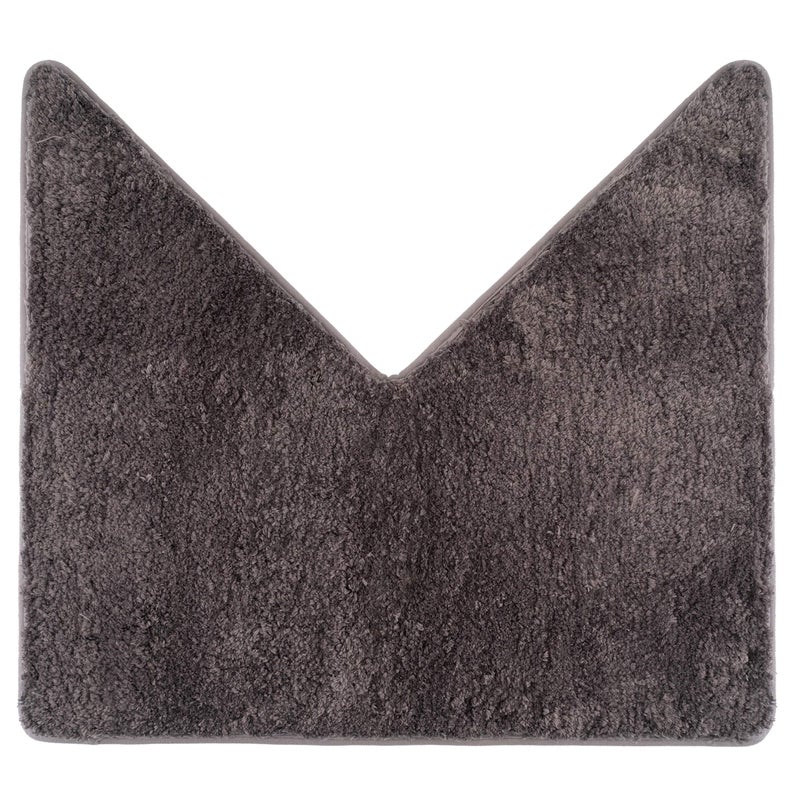 fluffy Bath Mat for Corner Showers Made of Microfiber with NonSlip Bottom VShape  Inner Dimensions 18 x 18 inch Anthracite