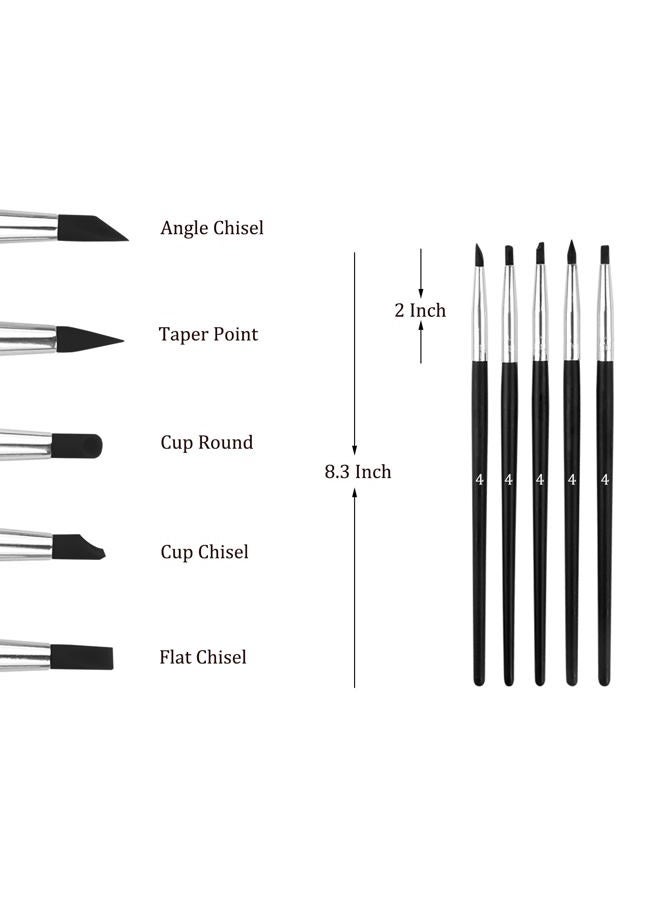 Sdanart Professional Silicone Rubber Tip Paint Pens Brushes，5pcs Silicone Paint Brush，Silicon Color Shapers Brushes，Rubber Paintbrush，Flexible Clay Sculpture Tools （Size 4） - Image 2