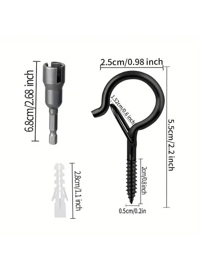 36 قطعة خطافات كأس سوداء ثقيلة 5.5 سم للاستخدام الخارجي لأضواء عيد الميلاد والنباتات والجرس الرياح - Image 4
